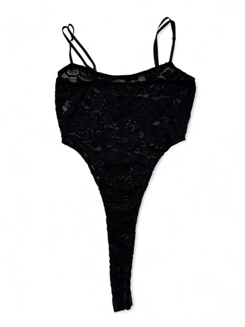 Black Floral Pattern Lace Bodysuit